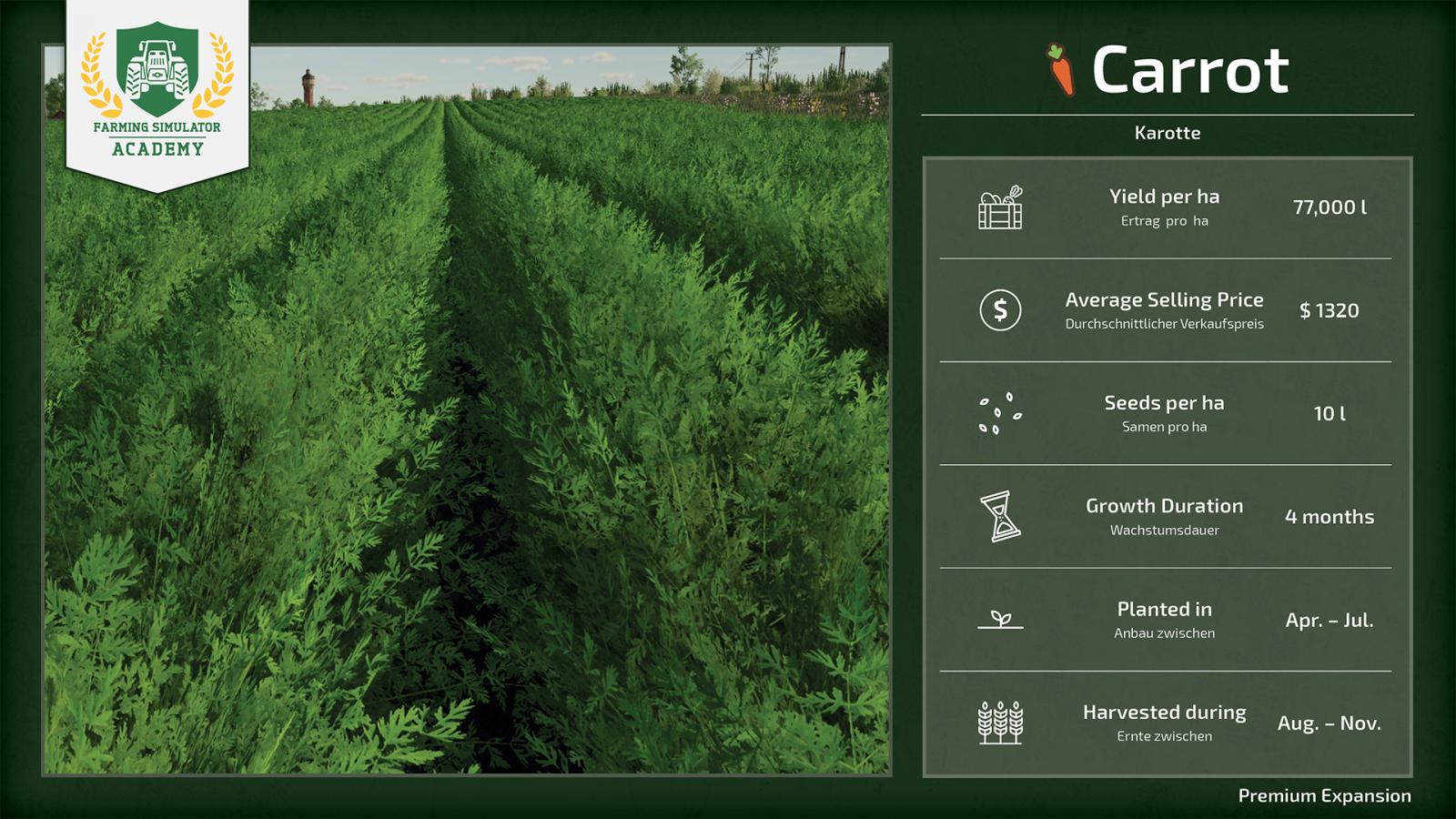 Морковь в FS22 - подробности новой культуры из дополнения Premium Expansion