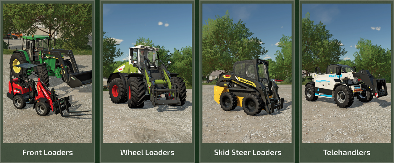 Фронтальные погрузчики и их инструменты в FS22