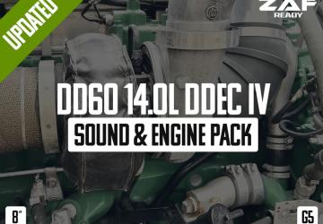 DD60 14.0L (DDEC IV) Sound & Engine Packv1.0 для American Truck Simulator (v1.57.x)