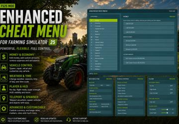Мод Enhanced Mod Menu версия 1.2.0.0 для Farming Simulator 2025