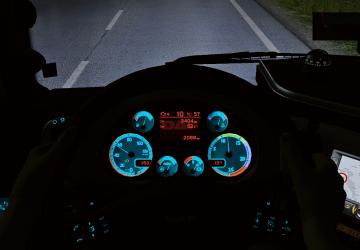 Голубая подсветка приборкиверсия 1.0 для Euro Truck Simulator 2 (v1.39.x, 1.40.x)