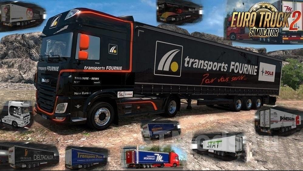 «French Trailers Pack» для  своего прицепа Krone и грузовиковv1.0 для Euro Truck Simulator 2 (v1.32.x, - 1.35.x)