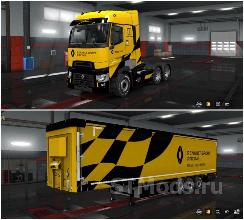 Скин «Renault Sport Racing» для Renault T Range и своего прицепаv1.0 для Euro Truck Simulator 2 (v1.35.x)