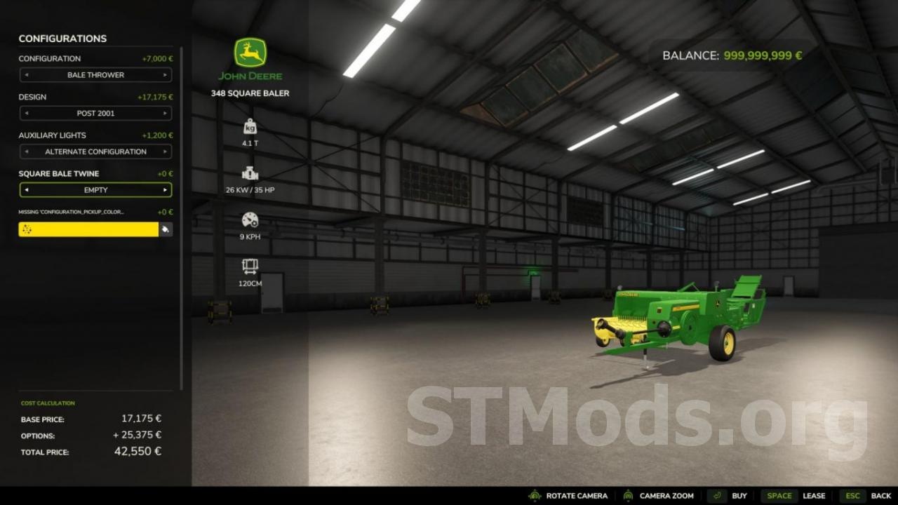 John Deere 348версия 1.1.0.4 для Farming Simulator 2025
