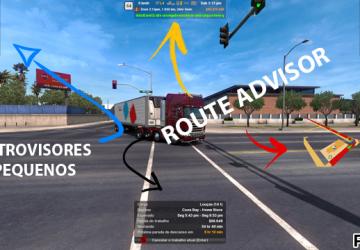 Route Advisor & Retrovisoresверсия 1.1 для American Truck Simulator (v1.39.x, 1.40.x)