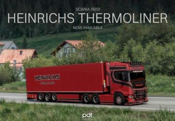 Scania S650 Heinrichs Thermolinerверсия 6.0 для Euro Truck Simulator 2 (v1.57.x)
