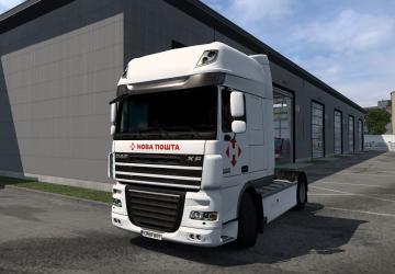 Скин «Нова Пошта» для Daf XF 105версия 1.0 для Euro Truck Simulator 2 (v1.53x)