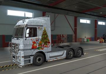 Скин Новый год на Mercedes Actros MP3версия 1.0 для Euro Truck Simulator 2 (v1.39.x)