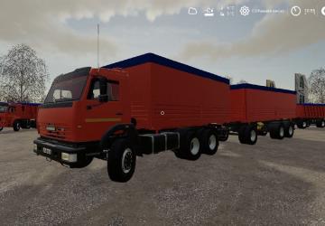 Камаз 55102 с прицепами Нефаз 8499 и Нефаз 8560v1.0 для Farming Simulator 2019 (v1.7)