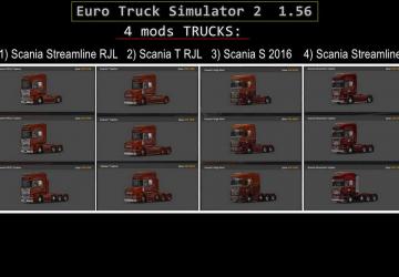 4 Scania Trucksверсия 1.0 для Euro Truck Simulator 2 (v1.56.x)