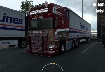 Scania V8 Open pipe sound SJ Conceptверсия 1.01 для Euro Truck Simulator 2 (v1.55.x)