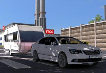Skoda Superb + Trailerверсия 1.0 для American Truck Simulator (v1.46.x)