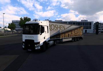 Скин «Рошен» для прицепа + грузовикверсия 1.0 для Euro Truck Simulator 2 (v1.53x - 1.54x)