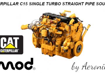 Caterpillar C15 single turbo straight pipe soundv1.0 для American Truck Simulator (v1.44.x, 1.45.x)