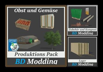 BDM Produktion Pack (Fruit and Vegetables) с локализациейv1.3 для Farming Simulator 2019 (v1.7.1.0)