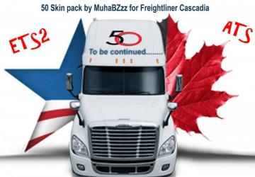 50 Skin Pack for Freightliner Cascadiaверсия 1.2 для Euro Truck Simulator 2 (v1.51.x)