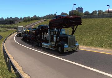 Kenworth W900 Auto Transport Variant + Trailerv1.0 для American Truck Simulator (v1.31.x, - 1.35.x)
