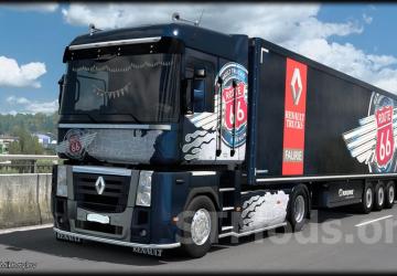 Комбо-скин «ROUTE 66» многоцветный для Renault Magnum + KRONE Coollinerv1.0 для Euro Truck Simulator 2 (v1.49)