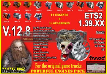 Pack Powerful engines + gearboxesверсия 15.2 для Euro Truck Simulator 2 (v1.49.x)