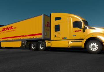 Скин «DHL Worldwide Express» для своего прицепа и грузовиковv1.0 для American Truck Simulator (v1.32.x, 1.33.x)