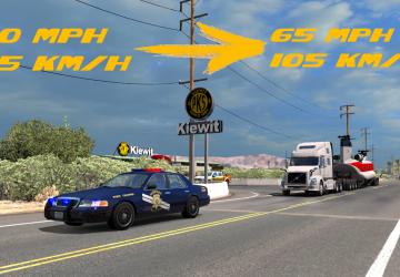 Изменение скорости эскорта с 40 м/ч до 65 м/чv1.0 для American Truck Simulator (v1.32.x)