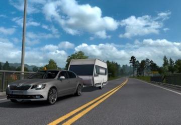 Skoda Superb + Trailerверсия 1.8 для Euro Truck Simulator 2 (v1.47.x, 1.48.x)