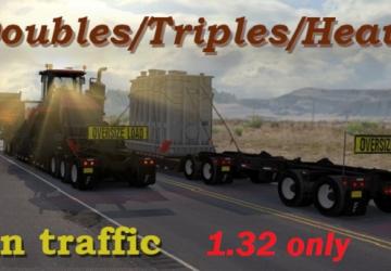 ATS Doubles/Triples/Heavy Trailers in Trafficv1.2 для American Truck Simulator (v1.32.x)
