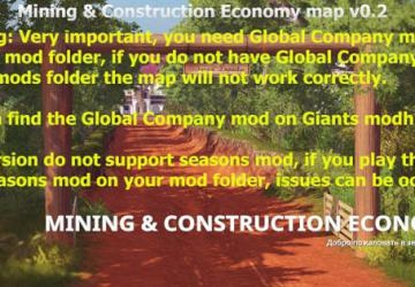 Карта «Mining & Construction Economy»версия 0.2 для Farming Simulator 2019 (v1.7.x)