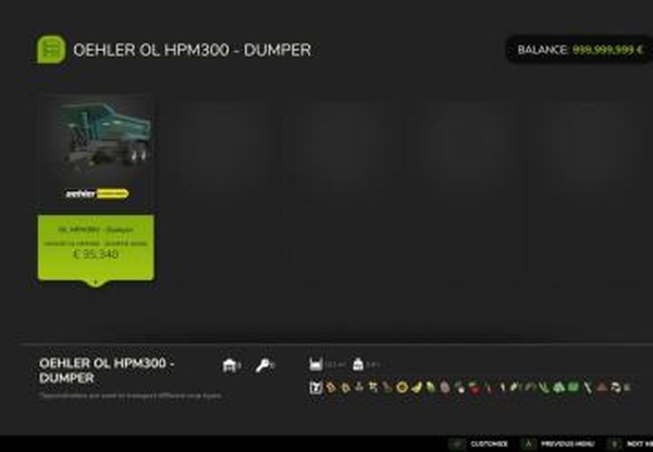Oehler OL HPM300версия 1.0.0.0 для Farming Simulator 2025