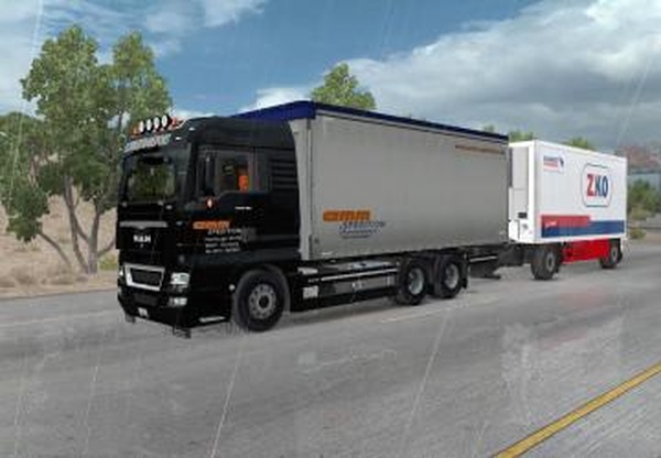 3 in 1 MAN TGX 2010 with BDF trailersверсия 1.0 для American Truck Simulator (v1.31.x, - 1.34.x)