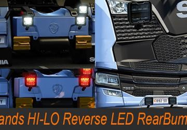 Strands HI-LO Reverse Brake LED Scania 2016 RearBumperv1.0 для Euro Truck Simulator 2 (v1.46.x)