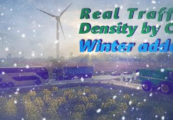 Real Traffic Density Winter addonверсия 1.0 для Euro Truck Simulator 2 (v1.46.x)