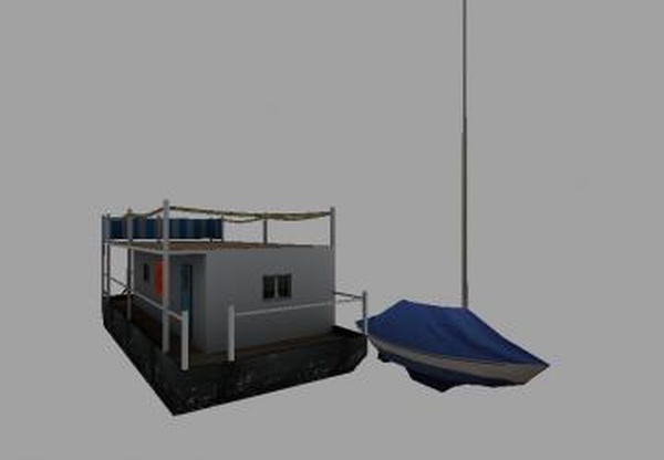 Объекты: Парусная лодка и дом на плавуверсия 1.0 для Farming Simulator 2017