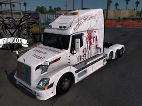 Зимний праздничный скинверсия 1.1 для American Truck Simulator (v1.29.x)