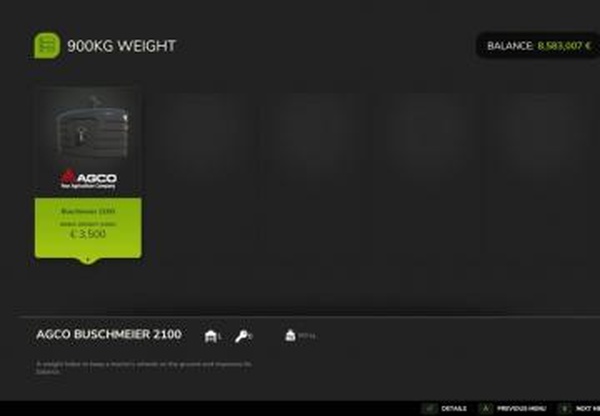 900kg weightверсия 1.0.0.0 для Farming Simulator 2025