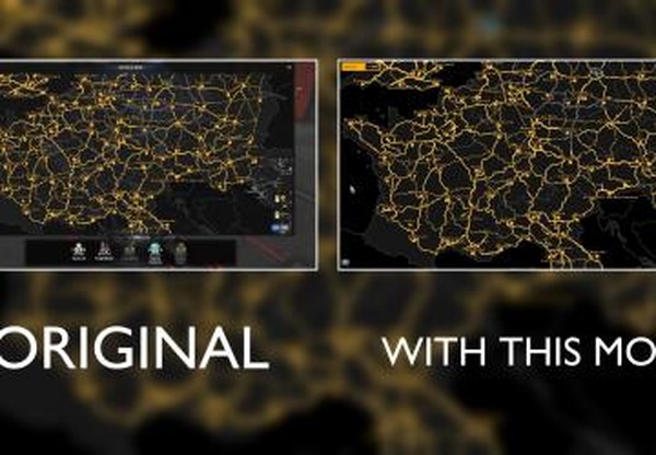 Полноэкранная картаверсия 1.2 для Euro Truck Simulator 2 (v1.46.x)