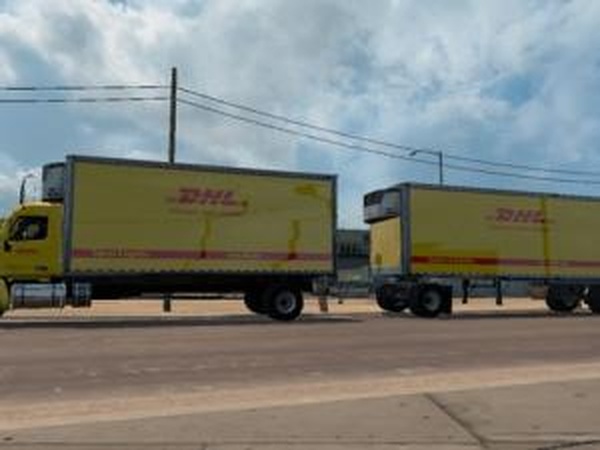 Скин DHL для Peterbilt 579 будки и прицепаv1.0 для American Truck Simulator (v1.28.x, - 1.32.x)