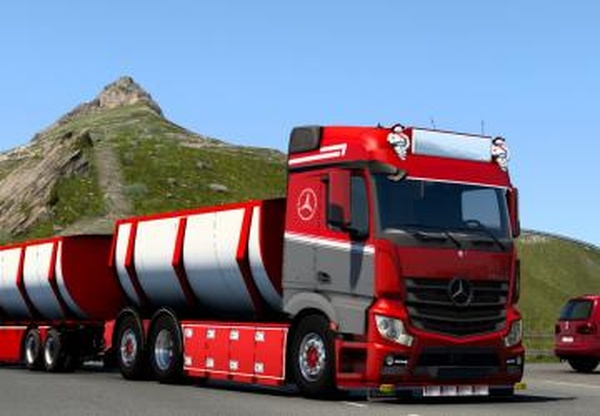 Mercedes-Benz асфальтовоз + прицепверсия 1.0 для Euro Truck Simulator 2 (v1.45.x)