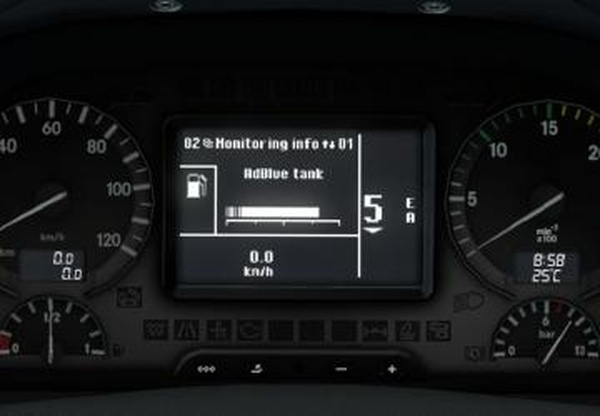 Realistic Dashboard Computer Mercedes Actros MP3v1.3 для Euro Truck Simulator 2 (v1.45.x)