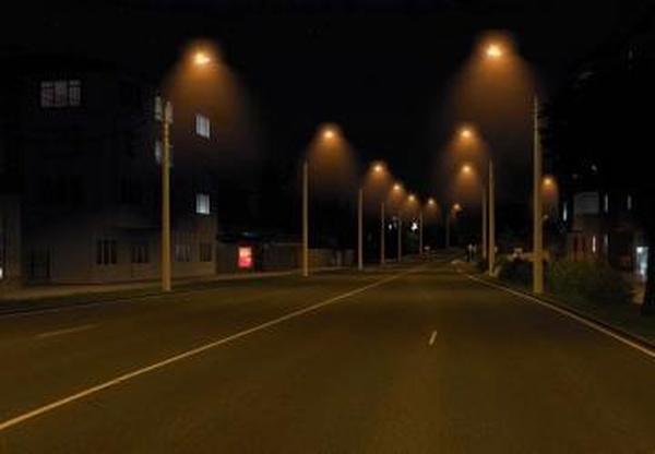 Street Lamps with Fogверсия v1.0 для Euro Truck Simulator 2 (v1.44.x)