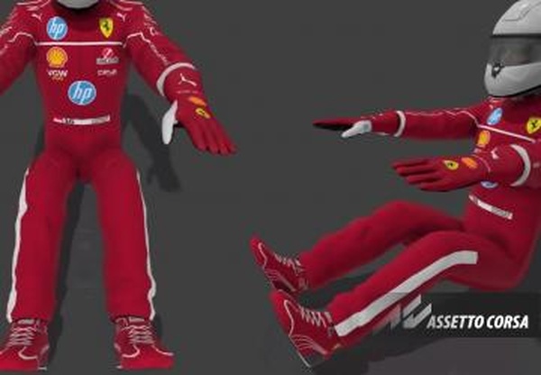 F1 Scuderia Ferrari 2025 Suits & Glovesверсия 1.0 для Assetto Corsa