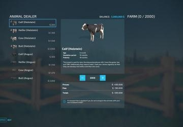 Increase Maximum Purchase Limit For Animalsv1.0.0.2 для Farming Simulator 2022
