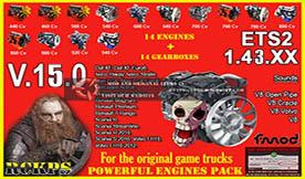 PW Engines Packверсия 15.0 для Euro Truck Simulator 2 (v1.43.x)