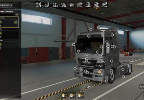 Светодиодные и ксеноновые фарыверсия 1.0 для Euro Truck Simulator 2 (v1.43.x)