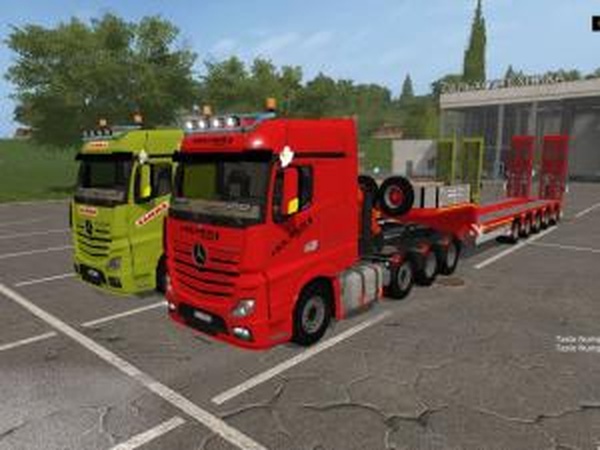 Mercedes-Benz Actros MP4 SLT + Doll Tieflader Claasv1.0 для Farming Simulator 2017 (v1.4.4)