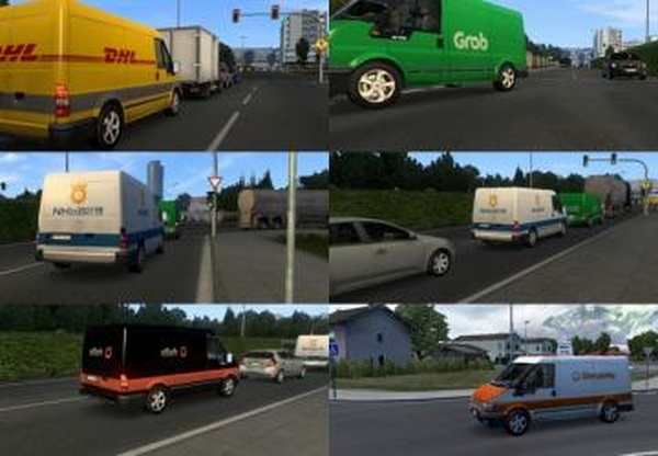 Ford Transit со скинами реальных компаний в трафикv2.0 для Euro Truck Simulator 2 (v1.43.x)