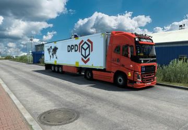 Скин DPD  для Volvo FH16 2012 и Schmitz S.KOv1.0 для Euro Truck Simulator 2 (v1.40.x, - 1.43.x)