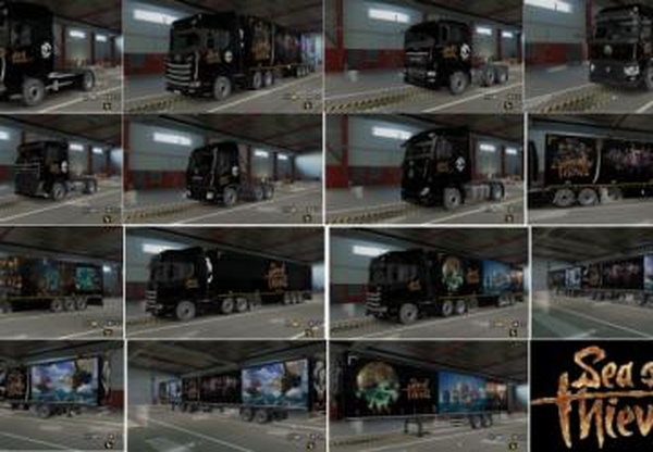 Пак скинов Sea of Thieves для прицепов и грузовиковv1.1 для Euro Truck Simulator 2 (v1.43.x)