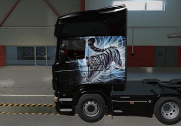 Скин ночной тигр для Scania RJLверсия 1.0 для Euro Truck Simulator 2 (v1.43.x)