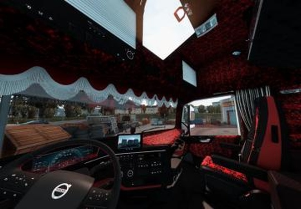 Red Danish Plush Interiorверсия 1.0 для Euro Truck Simulator 2 (v1.43.x)